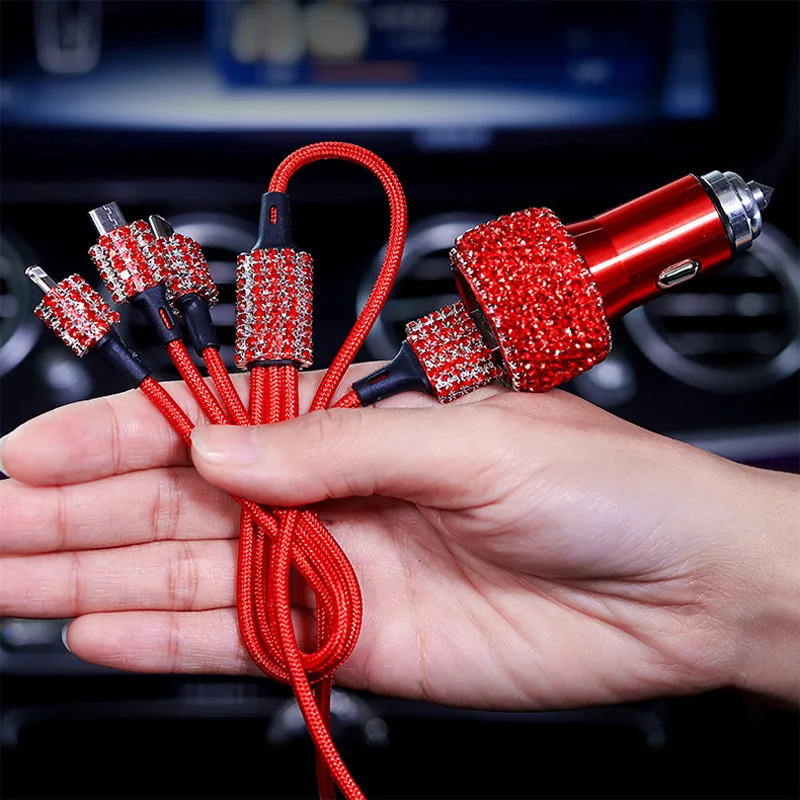 Dual-USB-Car-Charger-Bling-Bling-Handmade-Rhinestones-Crystal-Phone-Holder-3-in-1-Charger-Cable11-