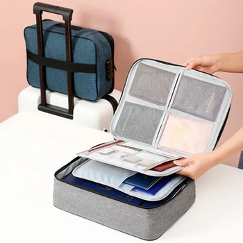 

Multilayer Document Storage Bag Home Travel Large Capacity File Bag with Coded Lock Organizer Case Box Accessories