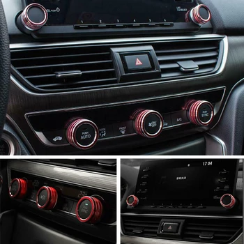 

Fit For Honda Accord 2018-2020 Red Interior Dashboard Button Circle Trim 5pc
