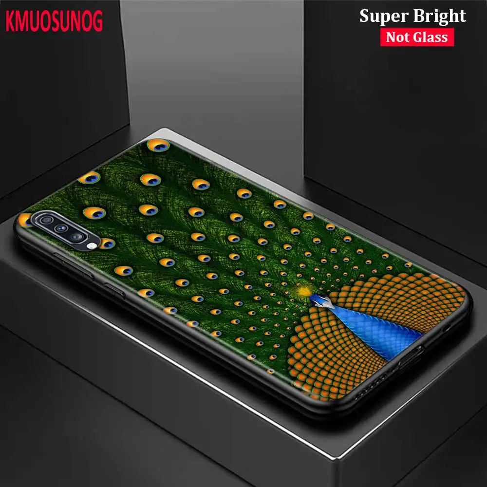 

Black Silicone Cover Beautiful Peacock feathers for Samsung Galaxy A70 A90 A80 A60 A50 A40 A30S A20E A20S A10 Phone Case