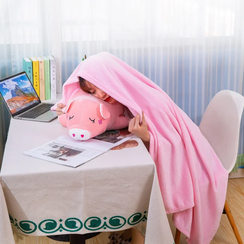 

Creative Plush Doll Customizable Multi-functional Airable Blanket-in-Vehicle Cushion Office Bolster Cartoon Lumbar Support Pillo