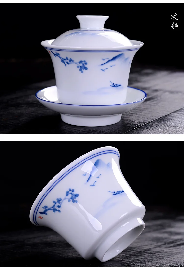 Китайский керамический чайный набор Gaiwan с ручной росписью, чайная тарелка 180 мл, чайная чаша, креативный чайный набор с чашкой и блюдцем, чайная чашка Цзиндэчжэнь