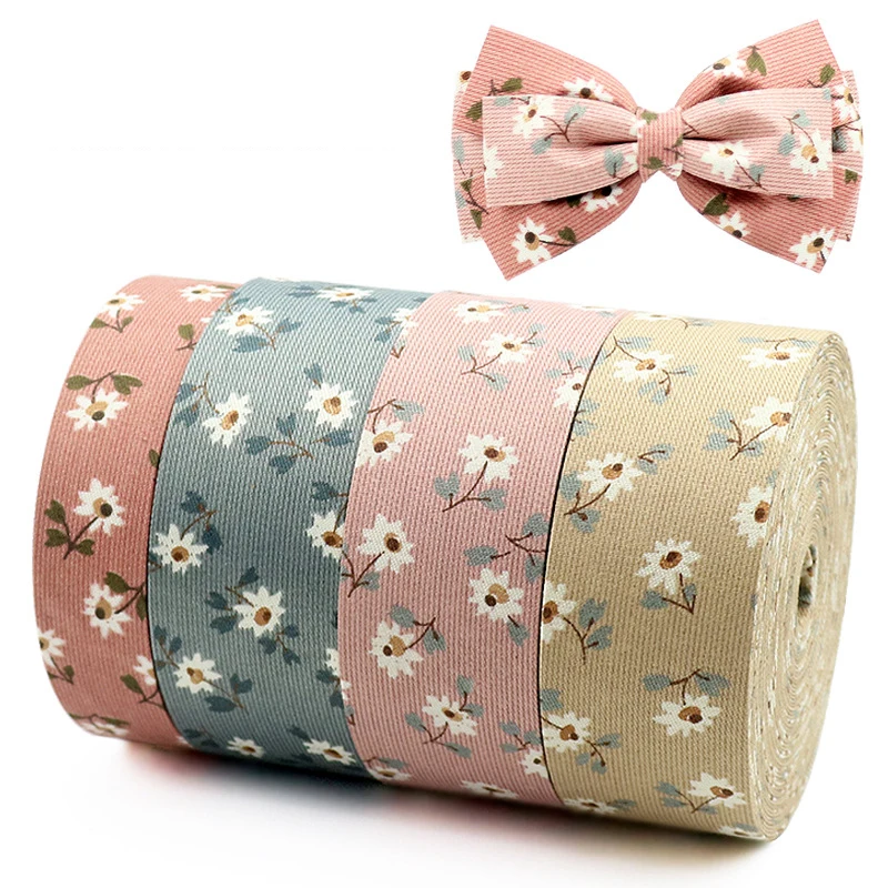 

4cm Flower Printed Layering Cloth Ribbons Fabric (5M Discontinuous)Crafts Party Home Hair Bow Decoration Gift DIY,5Yc7897