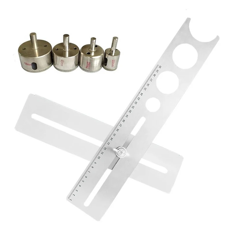 

Universal Tile Marble Glass Ceramic Floor Drilling Hole Tools Hole Opener Locator Adjustable Position Ruler