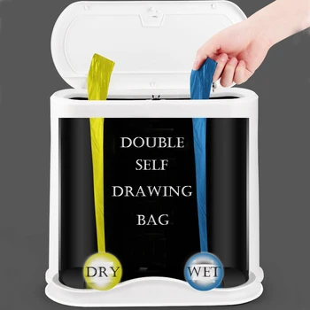 

Trash Cans For The Kitchen Bathroom Wc Garbage Rubbish Automatic Bag Change Wet And Dry Separation Sorting Trash Can