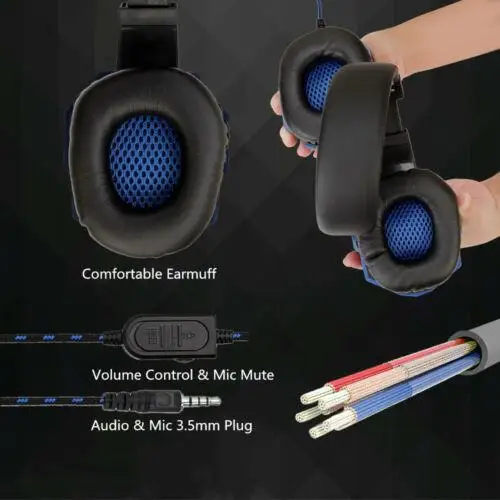 Game Headphone Headsets Big Headphones with Mic Stereo Earphones Deep Bass for PC Computer Gamer Laptop PS4 New X BOX