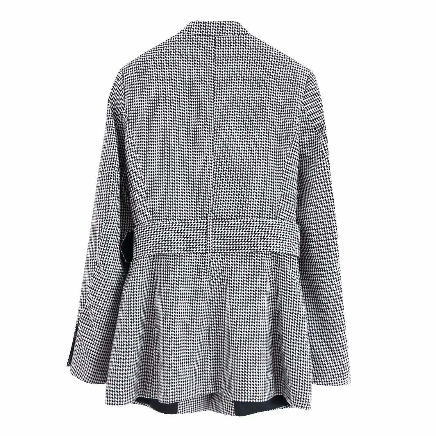 

F6567-Western Style WOMEN'S Dress 2019 Spring And Autumn New Style Hidden Button Belt Thousands of Birds Suit Jacket Women's