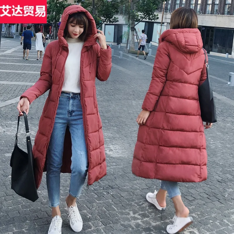 

Long over-the-Knee Cotton-padded Clothes Women's 2018 Winter New Style Fat Mm 200 Large Size down Jacket Cotton-padded Clothes P