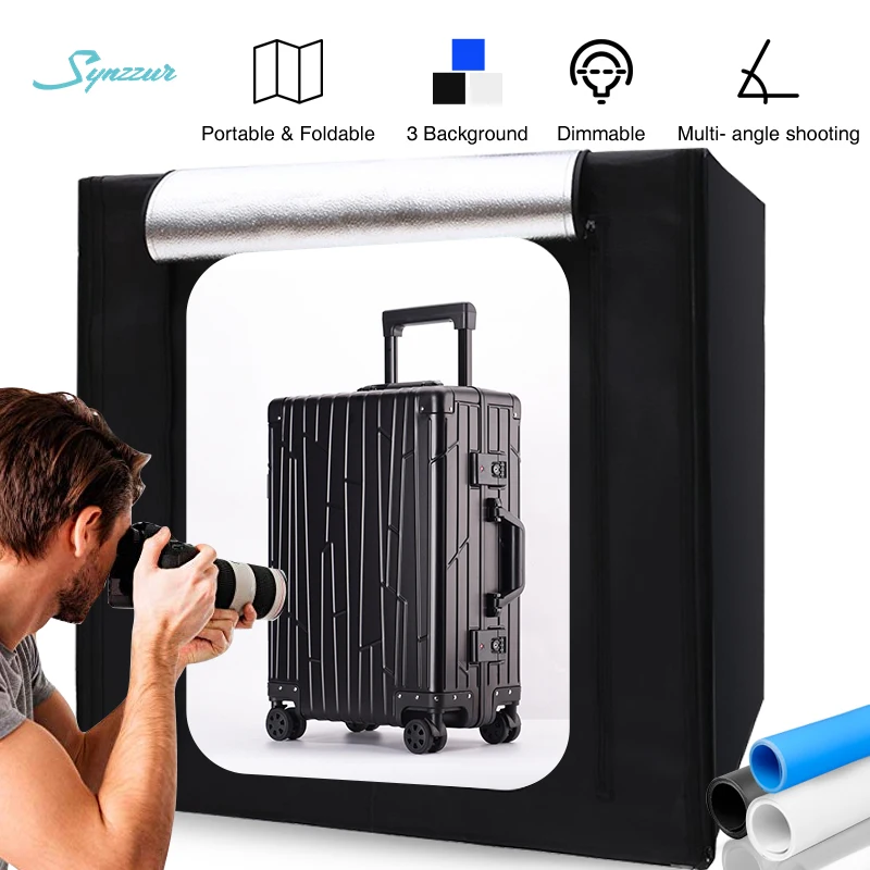 SYNZZUR 100cm/120cm Foldable Photo Box Dimmable With 4 PCS Led Light Panel Lightbox Photography For Camera Phone Photo Shooting