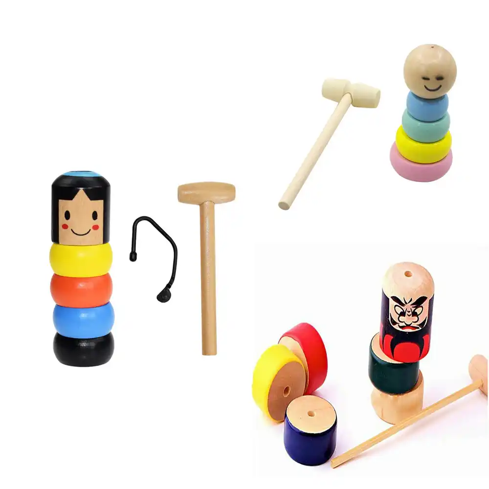 Unbreakable Stubborn Wood Peg Doll Magic Trick Props Magia Easy Doing for for Kids Children Girls Boys for Birthday/&Christmas 1pc Funny Wooden Man Magic Toy