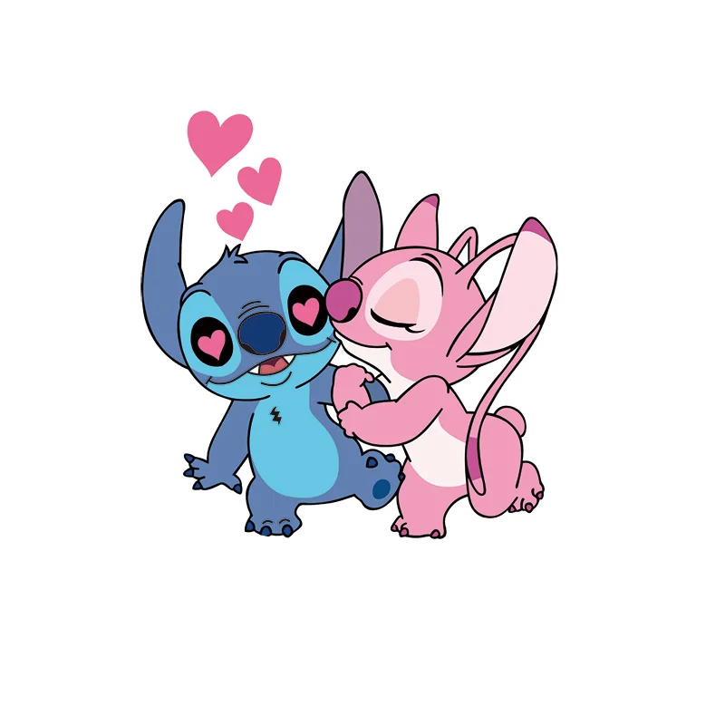 

1PCS Falling In Love Stitch&Lilo Icon Patch Iron On DIY Apparel Accessories Heat Transfer Thermal Sticker For Kids Presents