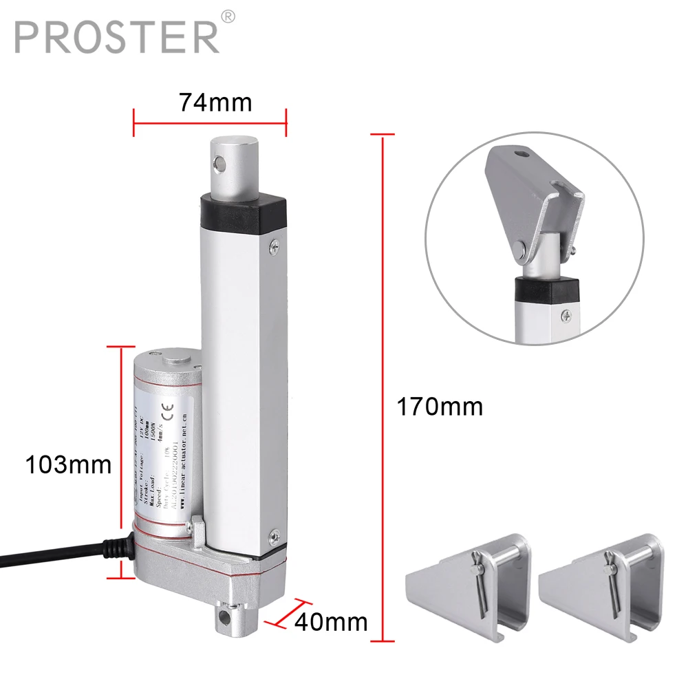 

PROSTER 1500N / 330LBS Linear Actuator DC 12V Aluminum Alloy Auto Car RV Electric Door Opener Motor Push Bar 100mm Stroke Length