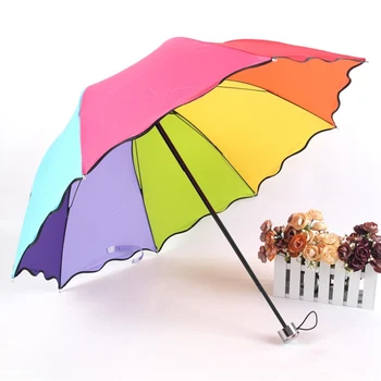 

Flouncing Three Folding Lotus Leaves Princess Dome Parasol Sun/Rain Umbrella UV Umbrella Classic Women's Umbrella