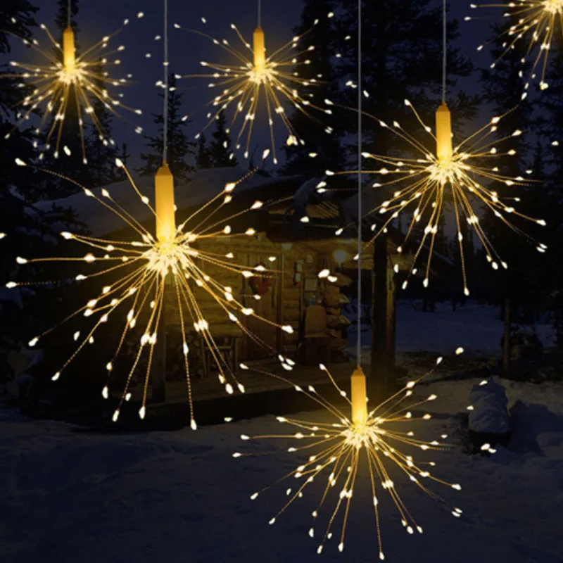 100-200 светодиоды, подвесные гирлянды в виде звездочек, сказочные, сделай сам, фейерверк, медная проволока, рождественские гирлянды, вечерние, для домашнего декора