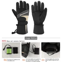 1 пара зимние электрические тепловые перчатки с подогревом водонепроницаемые ветрозащитные на батарейках удобные перчатки для катания на лыжах