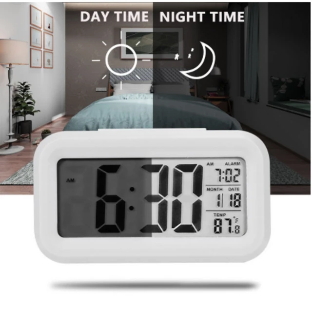 Reloj despertador de LED regulable, dispositivo con pantalla despertador  amanecer y creativa de luz de alarma, hora, fecha, temperatura, luz  ambiental, Nuevo - AliExpress