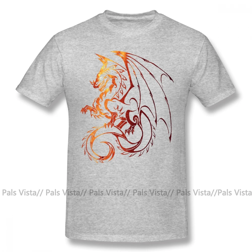 Футболка с драконом, футболка с драконом, милая Мужская футболка, 6xl, хлопковая Базовая футболка с коротким рукавом - Цвет: Серый