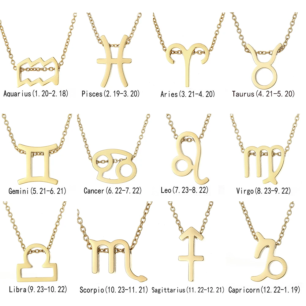 eManco gold stainless steel zodiac necklace for women 12 zodiac signs chokers necklace women jewelry - Image 2