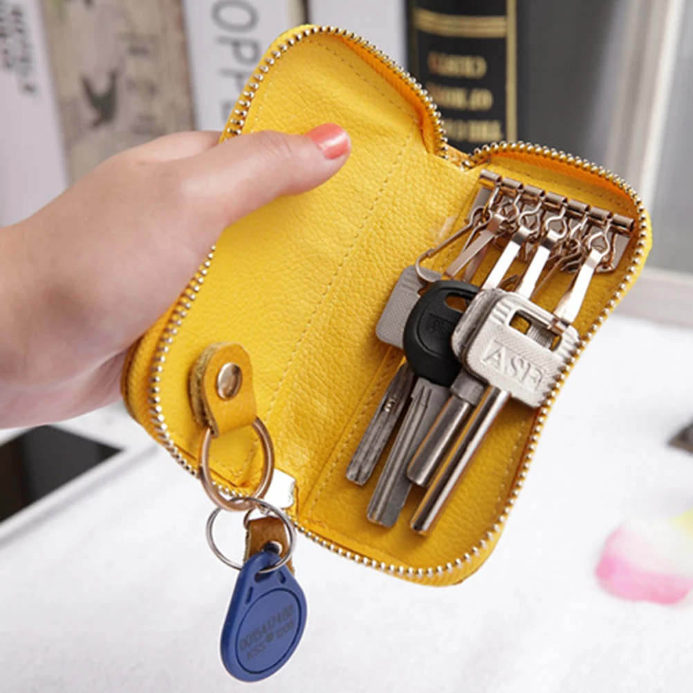 Повседневный Ретро Чехол держатель для ключей из натуральной кожи с застежкой