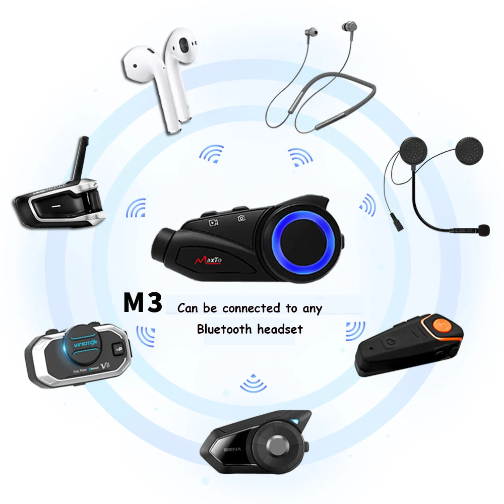 Гарнитура для мотошлема группы 6 Riders 1000m Bluetooth Wi Fi рекордер домофон HD камера