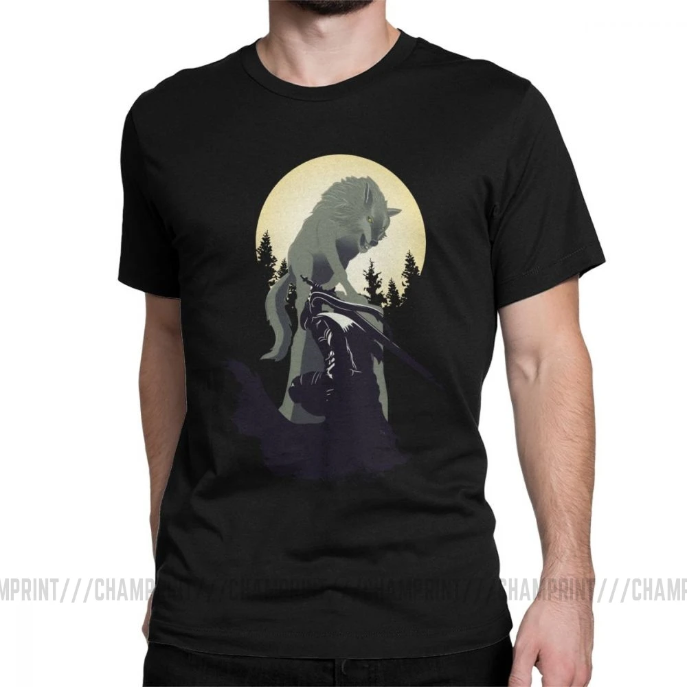 Knight Artorias And Sif Dark Souls, Мужская футболка из хлопка, футболка с коротким рукавом, игра Bloodborne, футболка размера плюс - Цвет: Черный
