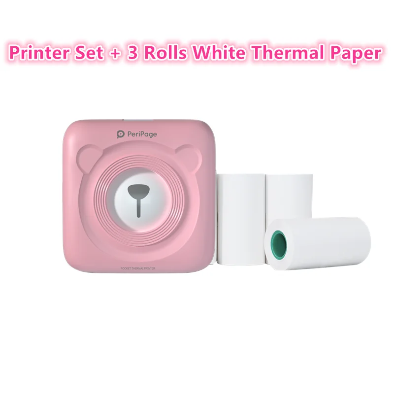Printer add 3 rolls PeriPage Мини Портативный Bluetooth фотопринтер Карманный термопечать USB подключение Impresoras Fotos подарки vs PAPERANG P2 - Цвет: Printer add 3 rolls