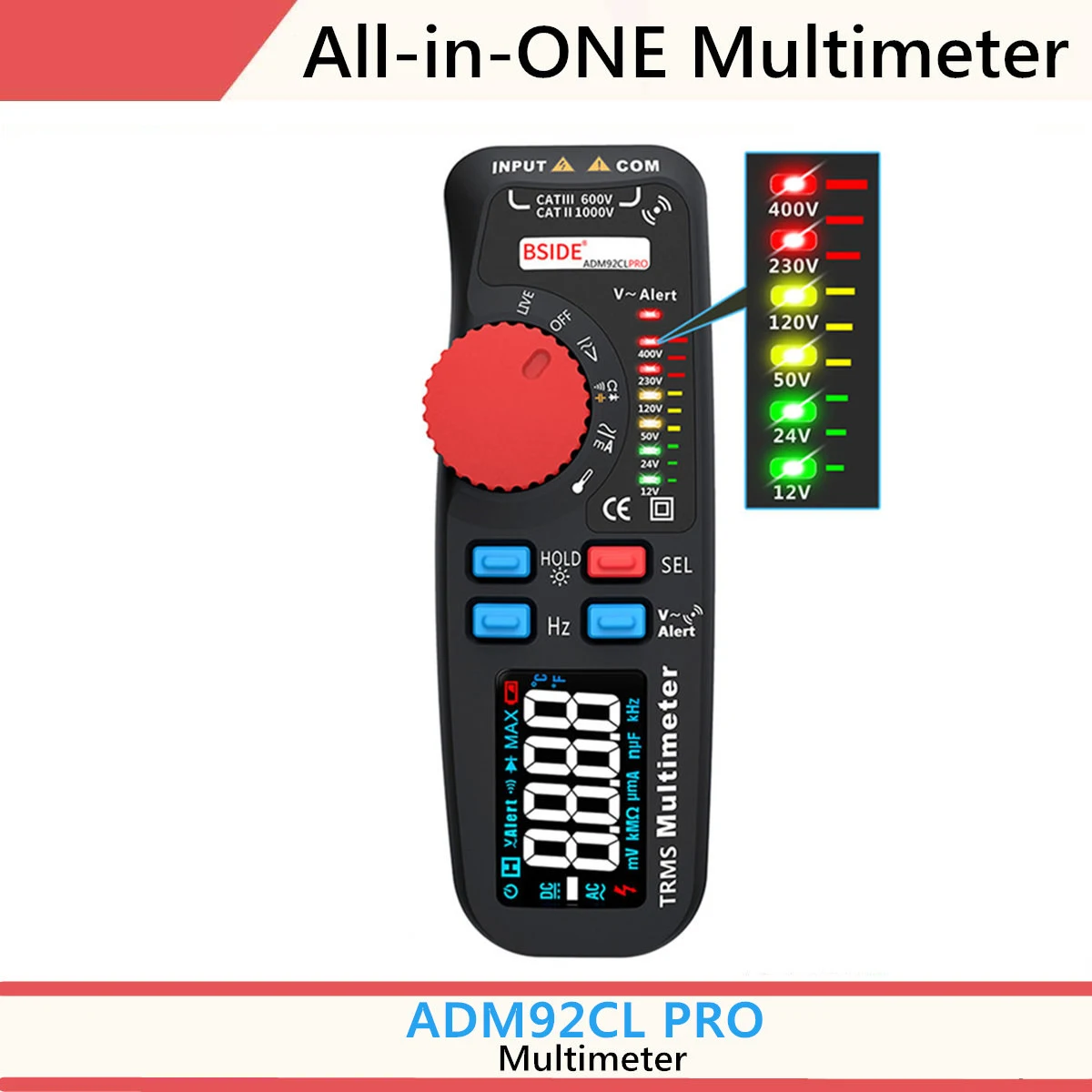 ADM92CL PRO Модернизированный Цифровой мультиметр цветной ЖК-цифровой мультиметр 6000 отсчетов TRMS Автоматический диапазон напряжения Amp Ом Гц колпачок Temp диод - Цвет: ADM92CL PRO