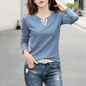 

2019 new popular ladies explosion models long-sleeved casual T-shirt comfortable and affordable