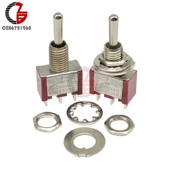 

MTS-123 Self Resetting Stainless Steel Toggle Switch 13*7MM Red 3Pin On-Off-On Switch Silver Contactor 125V 5A 250V 2A