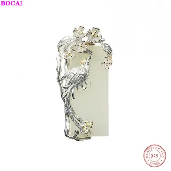 

S925 pure silver pendant handmade natural hetian stone pendant personality Thai silver women's 2020 new new fashhion jewelry