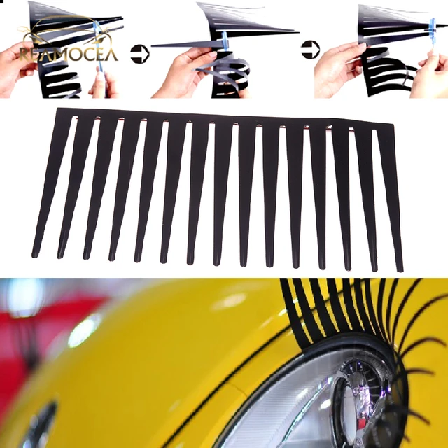 Reamocea 2x Headlight Eyelash 3D Cute Sticker Eyelashes Auto False Eyelashes  Sticker Electric Eye Patch Decals Car Accessories - AliExpress