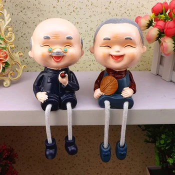 

Grandparents Couple Ornaments Home Decoration Nordic Souvenir Gifts Ornament Accessories Resin Figurines Hanging Feet Doll Decor