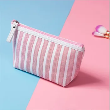 

Beauty Zipper Cosmetic Makeup Bags Multifunction For Women Organizer Handbag Travel Toiletry Waterproof Striped Case Pouch Bags
