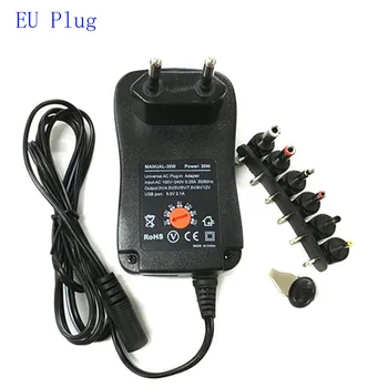 

Universal 30W 3V-12V 3V 4.5V 5V 6V 7.5V 9V 12V 2A 2.5A Power Supply Charger Adjust Key Switch USB Port Multi Adjust DC Jack