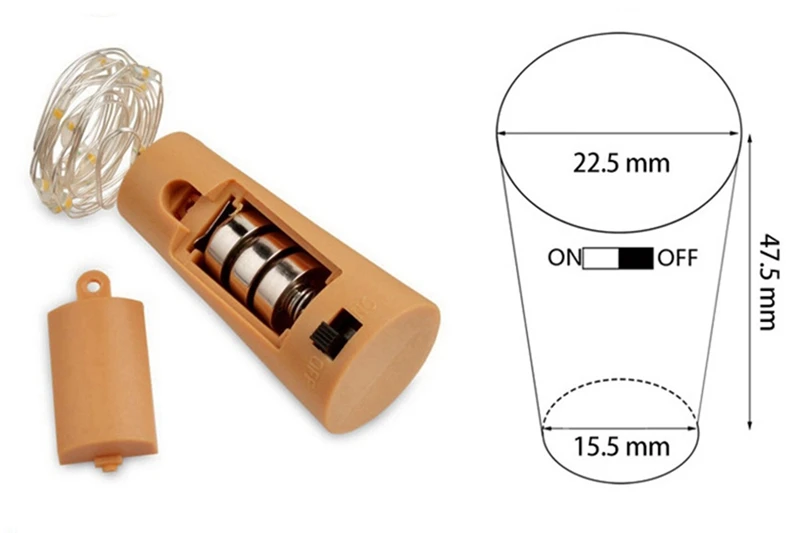 2 м 20 светодиодный светильник в форме пробки, стеклянные винные медные клеммы для проводов батарея для светящейся гирлянды для рождественского свадебного украшения