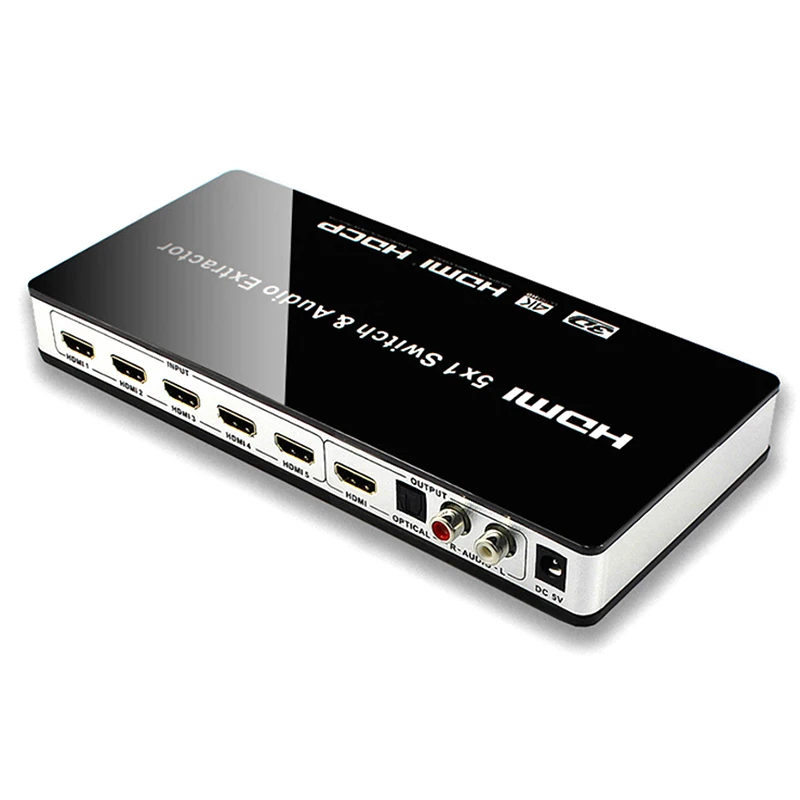 HDMI коммутатор 5x1 с аудио экстрактором 4K x 2K 3D ARC Аудио HDMI переключатель с пультом дистанционного управления для PS4 Apple tv HD tv, DVD, STB