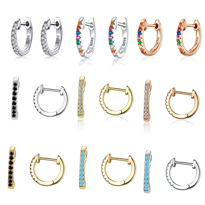 Hoop-Earrings Jewelry 925-Sterling-Silver WOSTU Circle Small Gold-Color Women Simple