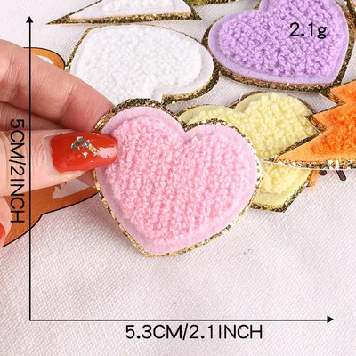 1Pc Sequin Chenille Embroidery Patches Rainbow/Lightning/Heart Patches Appliques Iron On Patches For Children Woman Clothes 