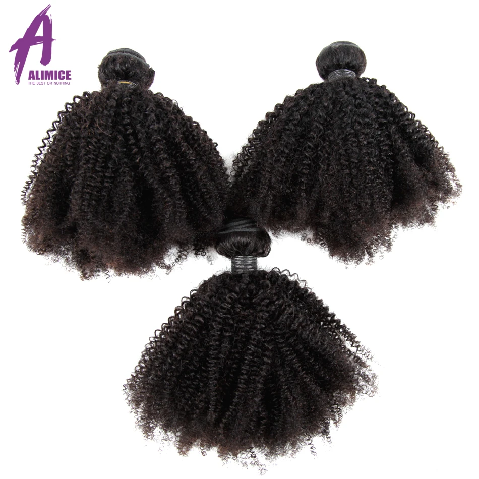 

ALIMICE Hair Mongolian Afro Kinky Curly Hair Weave 3 Bundles Deal 100% Human Hair Extensions 8-26 Inch Remy Hair Weaves