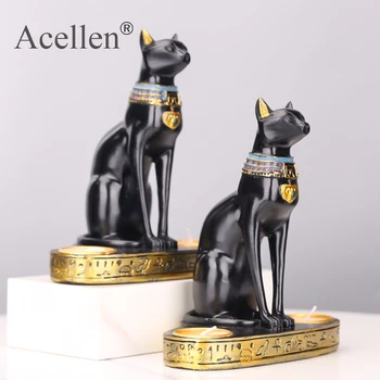 

Resin Lucky Cat Statue Egyptian Cat Figurine Animal Sculpture Home Office Desktop Decoration Gift Home Decor Modern Accessories