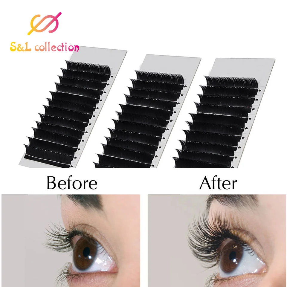 16 lines Individual Eyelash Extension Mink Lashes Russian Volume Lashes Synthetic Hair Soft Eyelash Extensions Makeup Tools