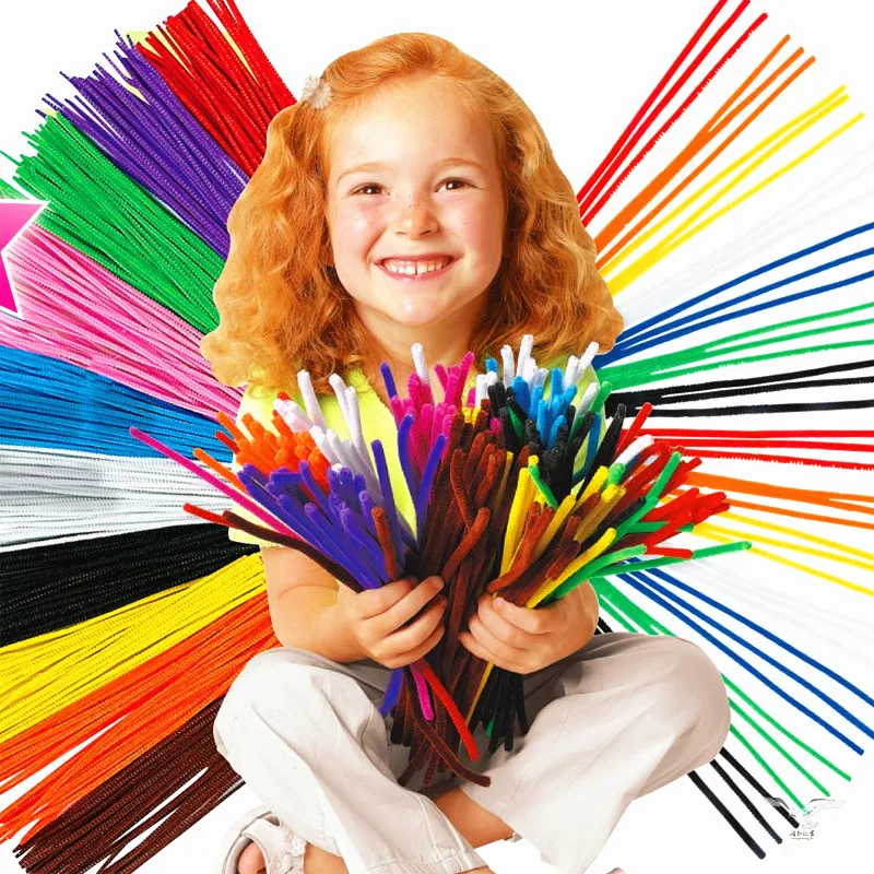 Kids Creative Glitter Plush DIY Shingled Chenille Sticks Chenille Stem Pipe Cleaner Stem Craft Educational Toy Cricut Accessoriy