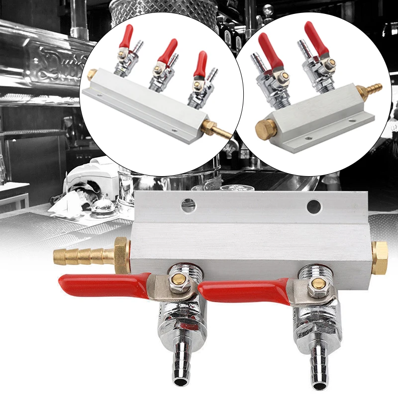 Aluminum Beer Gas Manifold Distribution CO2 Beer Splitter 2 Way//3 Way //4 Way