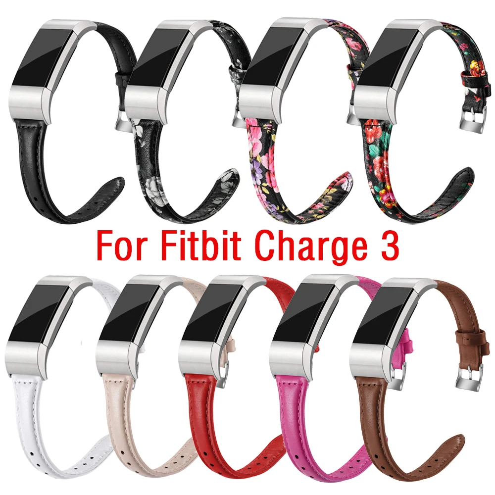 Модный ремешок для Fitbit Charge 3 кожаный Смарт-часы браслет сменные браслеты цветок