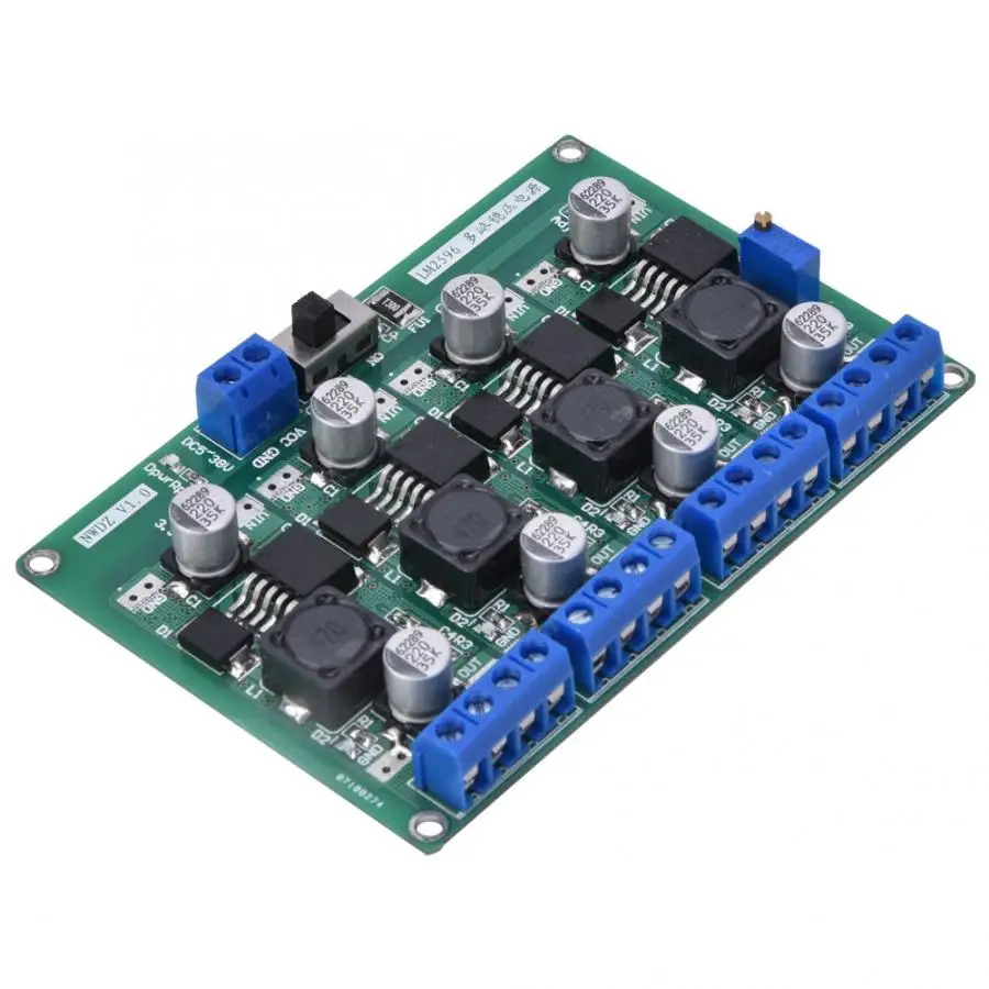 Напряжение регулятор LM2596 4 независимых канала 3,3 V/5В/12В/регулируемый Питание преобразователя постоянного тока