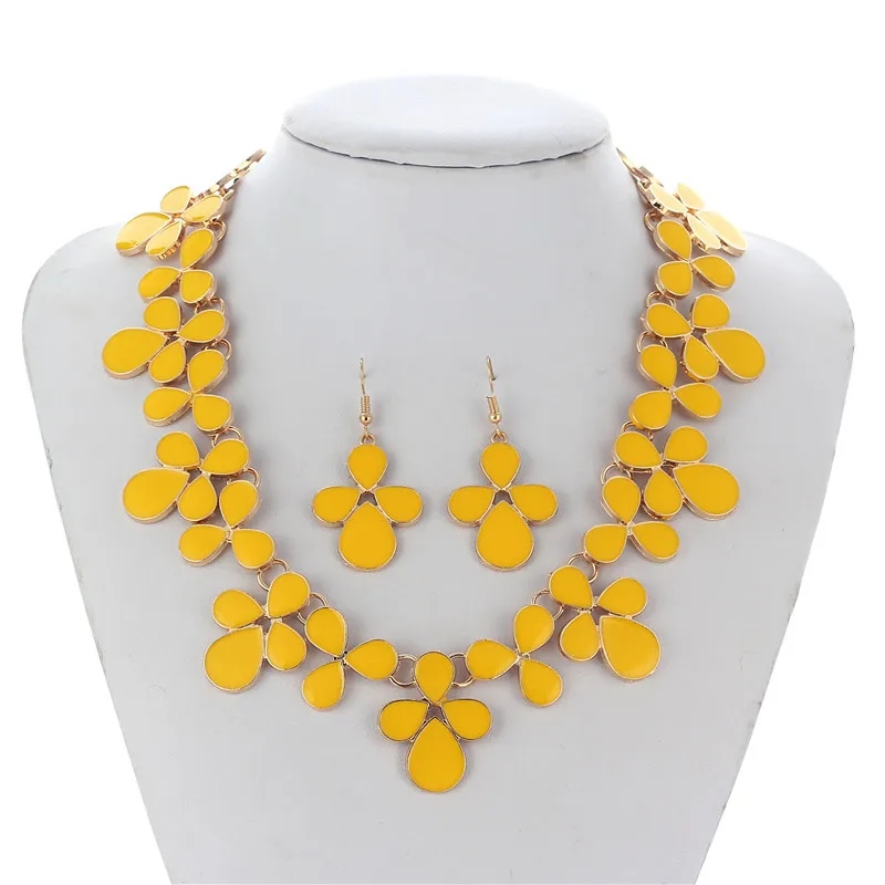 

Essabesa Europe And America Fashion Necklace Earrings Set Exotic Snake Bones Chain Creative Oil Drop Alloy Necklace