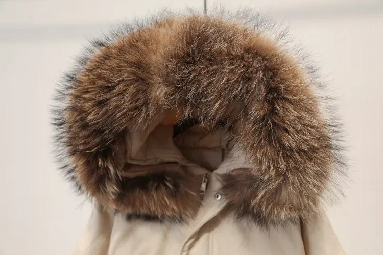 Скидка сезон распродажа Южная Корея Dongdaemun средней длины пуховик женский толстый с капюшоном большой меховой воротник свободный и большой размер