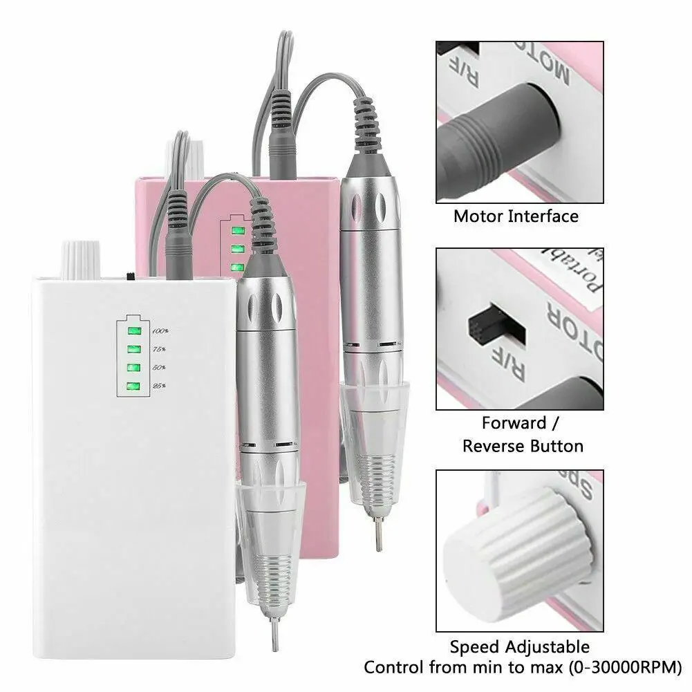 

Professional 30000RPM Nail Drill Machine Set With Sanding Band Milling Manicure Machine Set Kit With Nail drill Bit Set Kit
