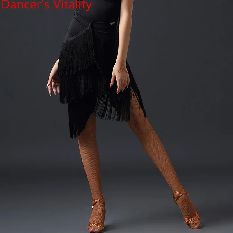 

Latin Dance Practice Clothes Women Adult Sexy Tassel Skirt Professional Samba Tango Cha Cha Quickstep Dancing Training Outfits