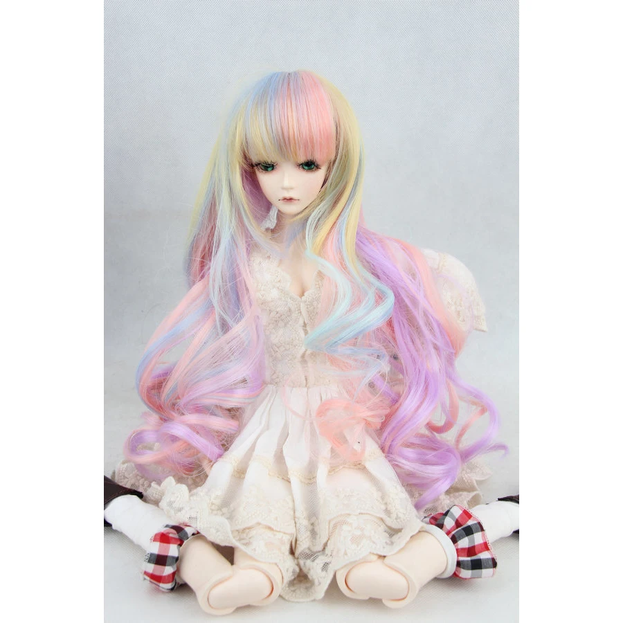 BJD длинный парик Волнистые Красочные для 1/3 24 &quot1/4 высокий SD MSD DK DZ AOD DD VOLKS кукла